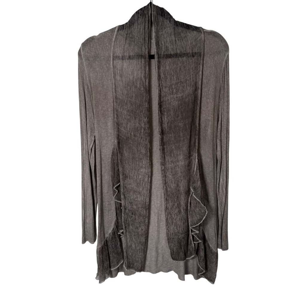 Avant Toi No Tag Fine Knit Open Ruffle Cardigan Mineral Wash S/Med Glam Grunge